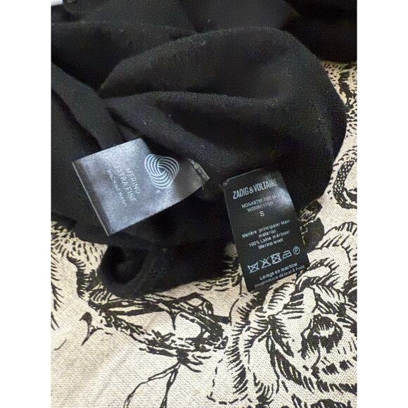 Zadig & Voltaire Sweater Women's Small 100% Merino Wool Skull Graphic Black - Picture 4 of 7